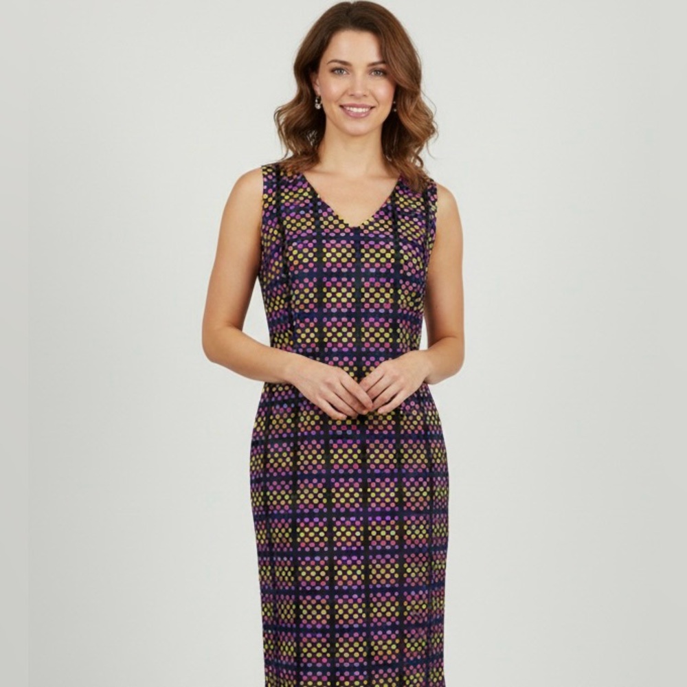 Joseph Ribkoff Mod Style Vibrant Color Square Sheath Dress Size 12